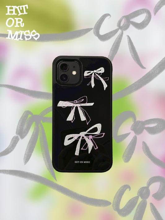 Double-Layer Glitter Bow iPhone Case