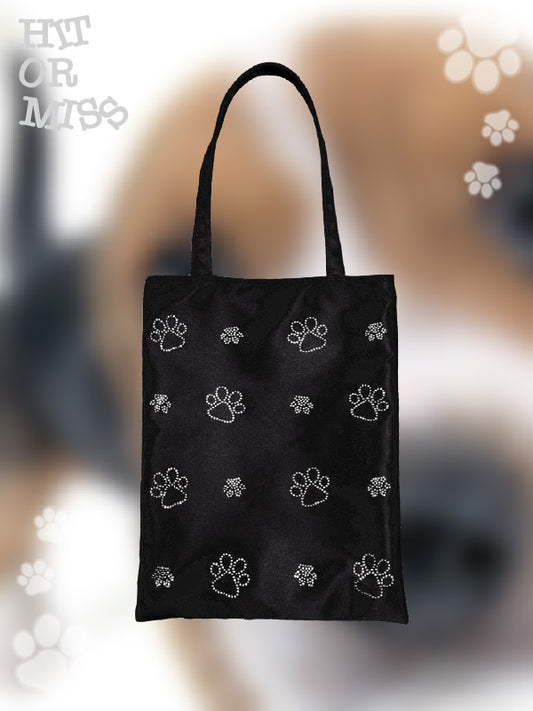 Sparkling Dog Paw Print Tote Bag